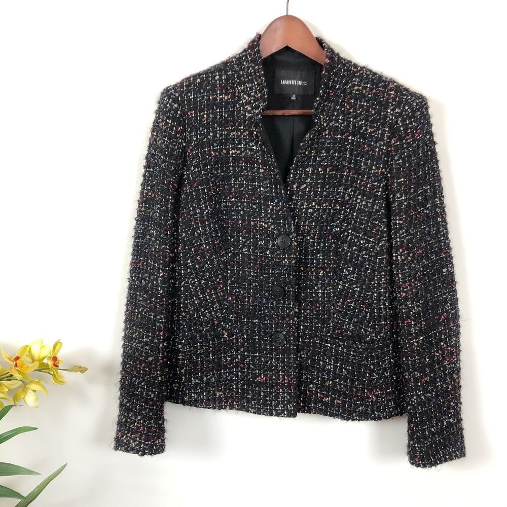 Lafayette 148 Fuzzy Tweed Wool Blend Blazer